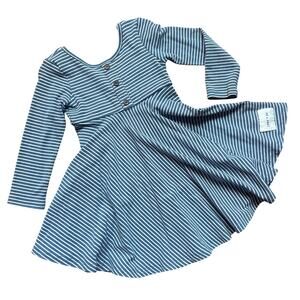 Jane + Jo 2T Long Sleeve Stripe Dress Twirl Blue White SO SOFT Twirl